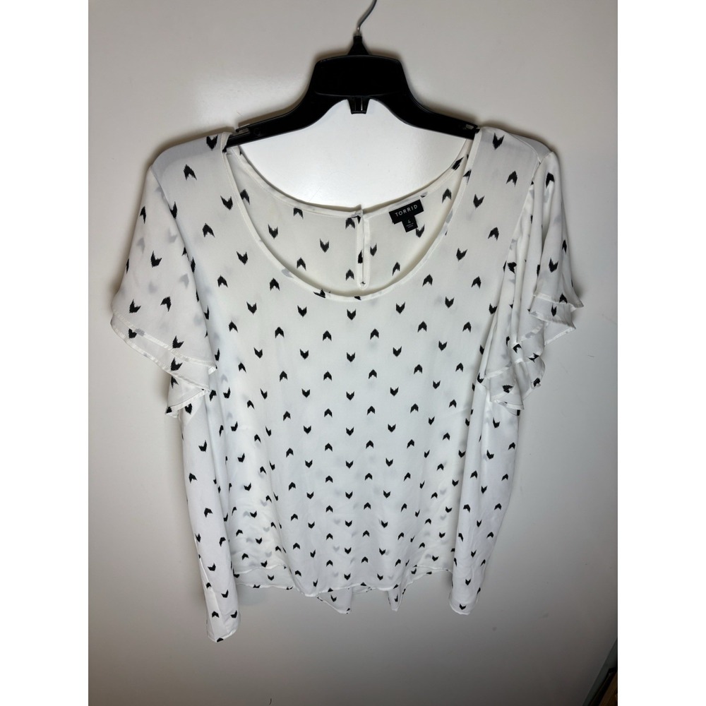 Torrid Sheer White Blouse Flutter Sleeves Size 4 (4X)